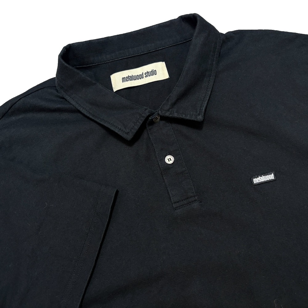 Metalwood Studio Polo Logo Black Golf Short Sleeve 100% Cotton Mens XL